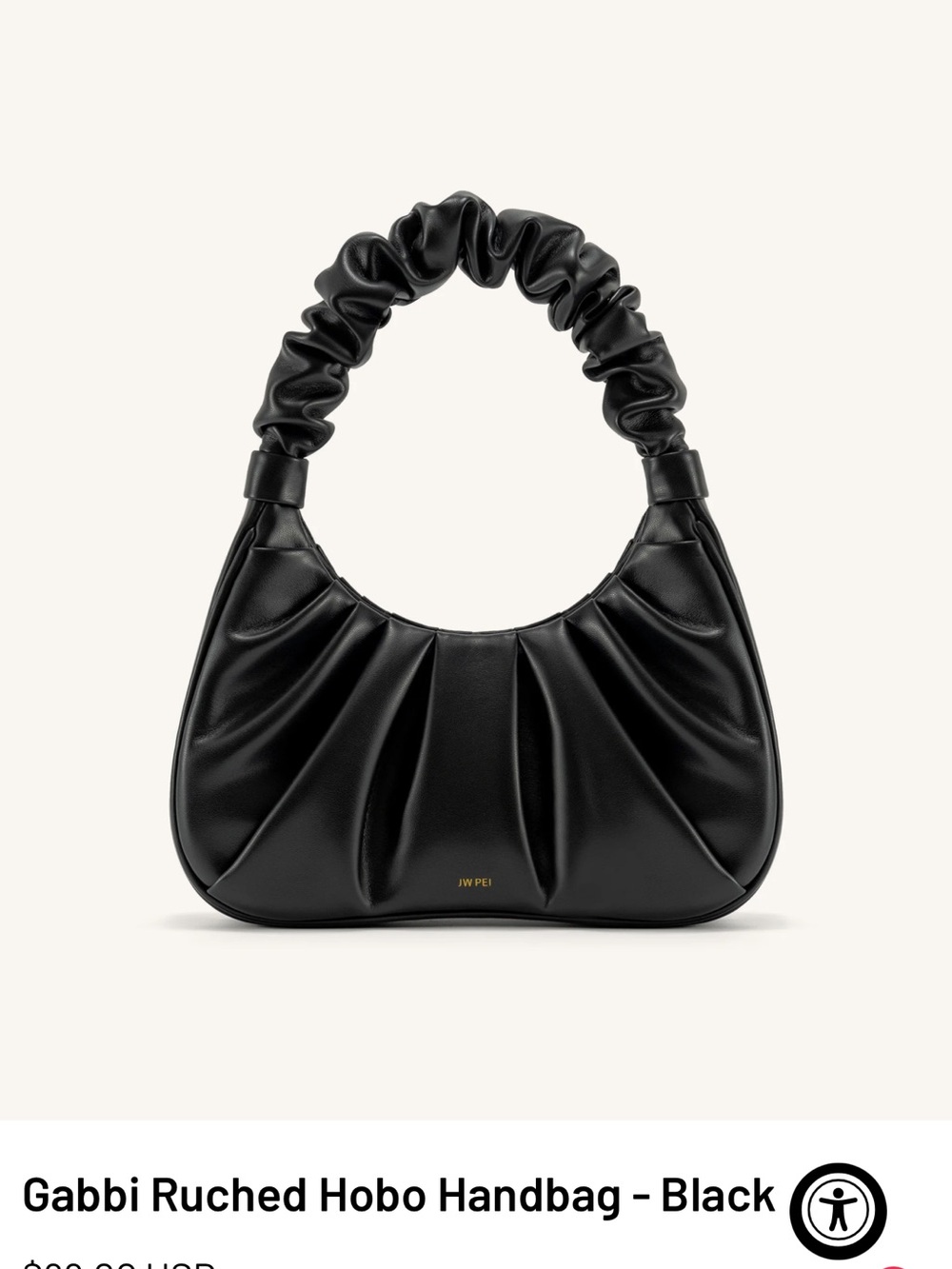 JW PEI Gabbi Ruched Hobo Handbag - Black